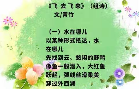 诗人青竹丨《飞去飞来》（组诗）