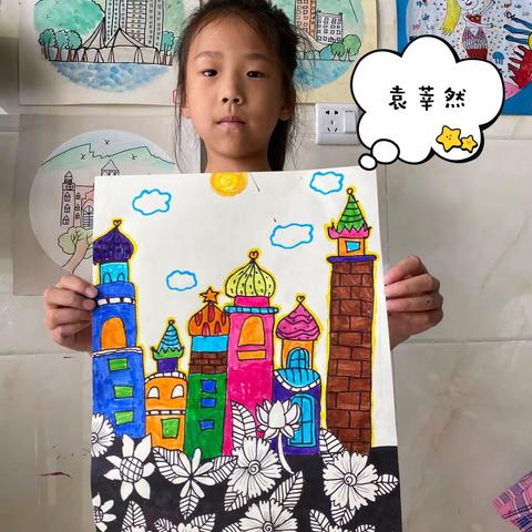 多彩雨美术五里桥校区线描班作品《城堡🏰》