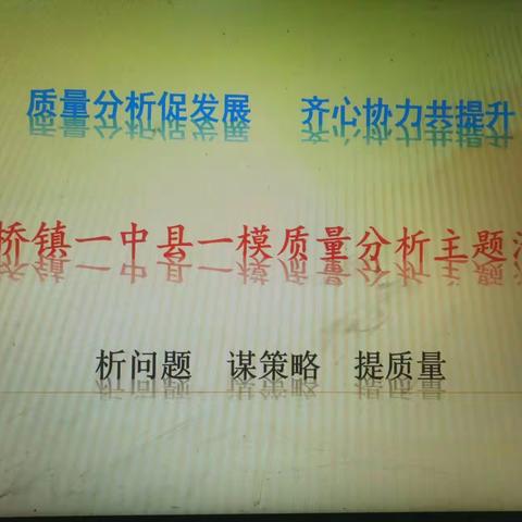 质量分析促发展，齐心协力共提升 -------析问题，谋策略，提质量（板桥一中九年级县一模质量分析）