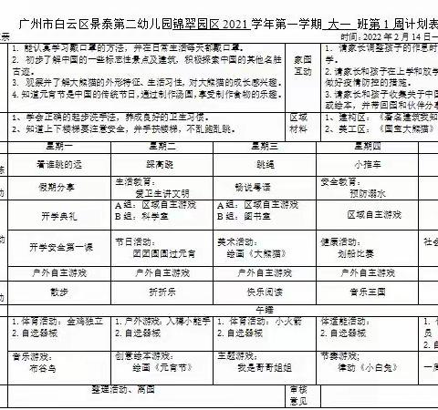 第二学期大一班第一周活动分享