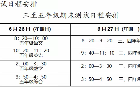 罗圩中心小学2021－2022学年度第二学期期末工作安排告家长书