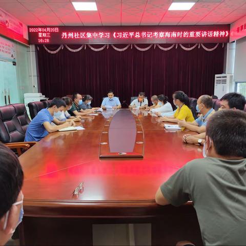 丹州社区（联合）党支部传达学习习近平总书记考察海南时的重要讲话精神及省委、市委、区委常委会