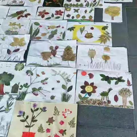 小花朵特色幼儿园第一届“叶之美.秋之歌”树叶粘贴画主题活动