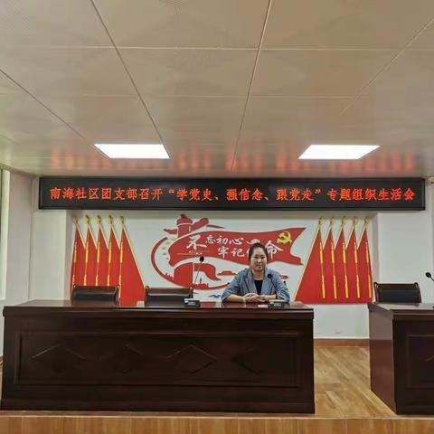 南海社区团支部召开“学党史、强信念、跟党走”专题组织生活会