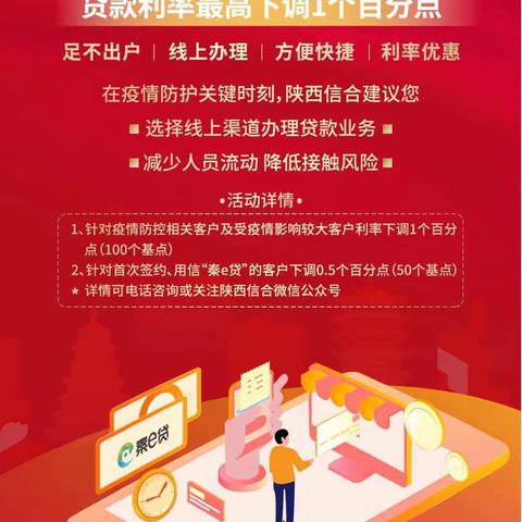 重磅消息 耀州联社秦e贷利率下调啦！