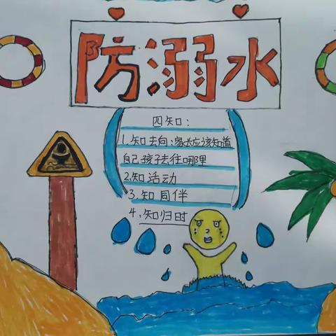 预防溺水    我有“画”说——鲁阳第一小学附属幼儿园开展亲子手抄报活动