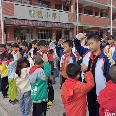 学习二十大，争做好队员一一夏造镇柏岩小学少先队入队仪式