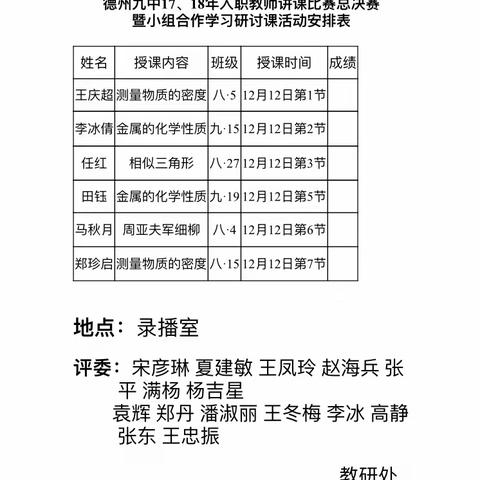 砥砺奋进 蓄势待发——德州九中三八路校区2019年新入职教师讲课比赛