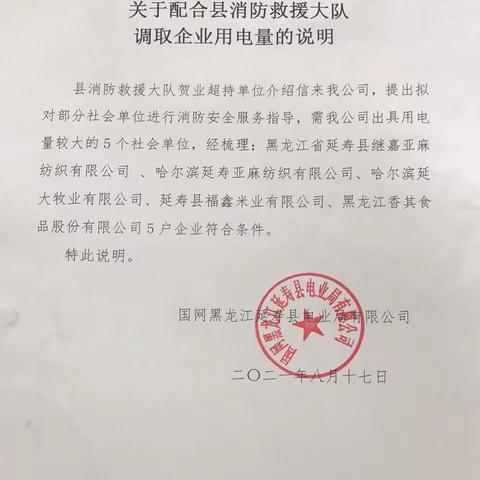 延寿大队开展用电较大单位电气火灾隐患排查整治