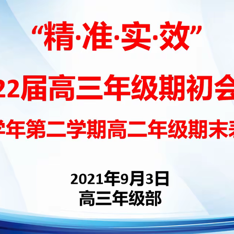 “精准实效，和美施教；吾辈自强，不负韶华” ——2022届高三年级期初会议