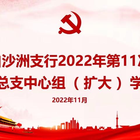 白沙洲支行开展 2022 年第十一次党总支中心组（扩大）学习