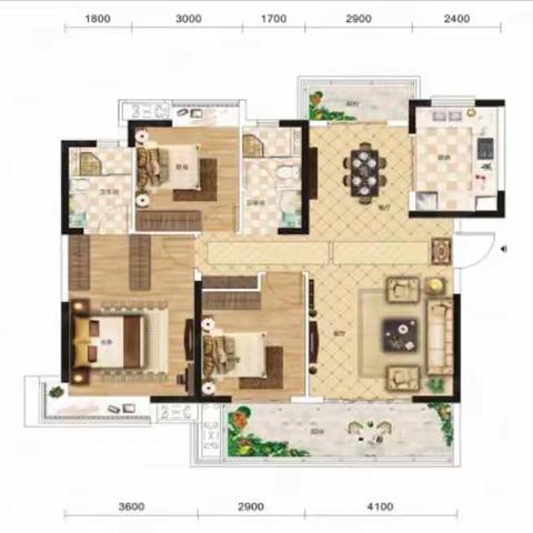 保利香槟国际125平户型尺寸鉴赏