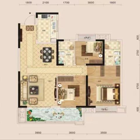 保利香槟国际115平户型尺寸鉴赏
