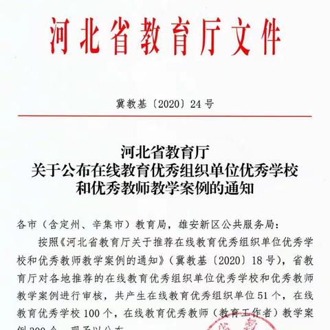 热烈祝贺丛台区教体局获得河北省在线教育优秀组织单位