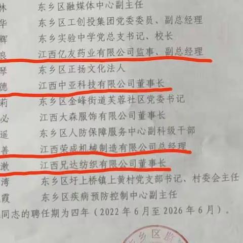 黄立漱、李信德、涂荣善、张对良被东乡区监察委员会聘为第一届特约监察员