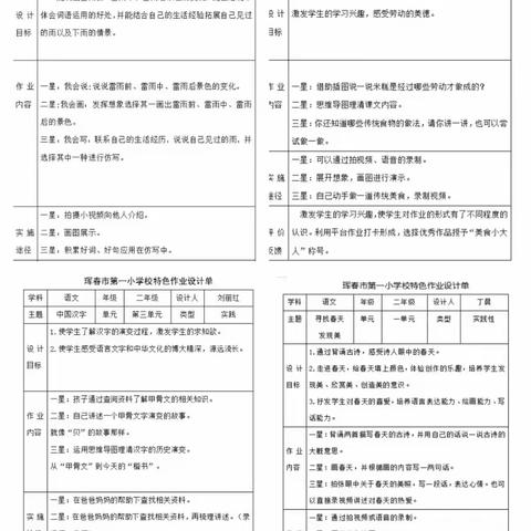 【珲春一小 二学部】巧设特色作业 提高语文素养