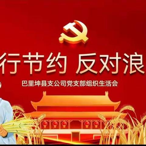 “厉行节约，反对浪费”巴里坤支公司党支部组织生活会