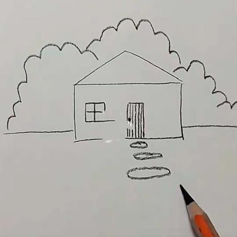 透视房子小风景绘画