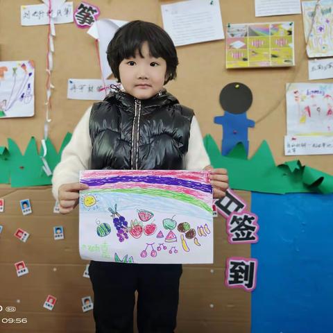 甘龙幼儿园大二班，小朋友们《水果》绘画作品展示
