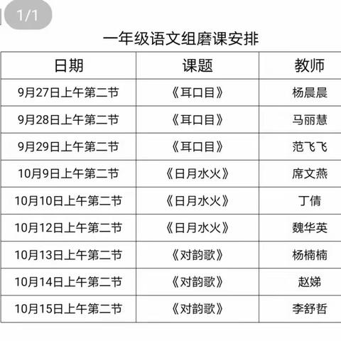 在磨课中历练，在历练中成长。---阳谷县实验小学狮子楼校区一年级语文磨课