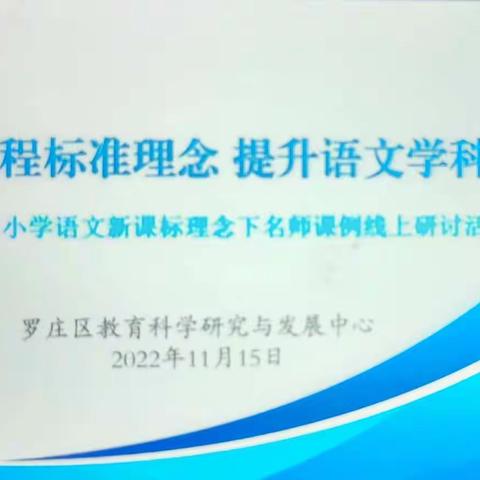 “学习课程标准理念 提升语文学科素养”——罗庄区小学语文新课标理念下名师课例研讨活动