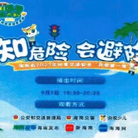 【护苗行动】知危险 会避险——海口市教育幼儿园碧海分园组织观看2023年秋季开学交通安全直播课