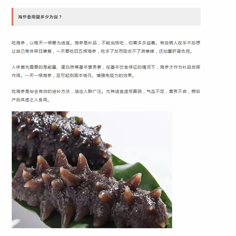 每天，海参的食用量多少为最佳？