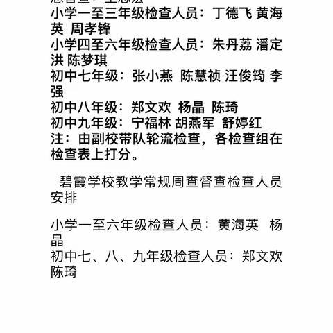 抓教学常规检查，促教学质量提升—碧霞学校三月份常规检查