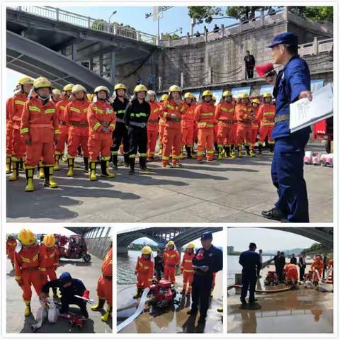 县消防应急救援队对街道志愿消防队日常业务训练成果进行检验