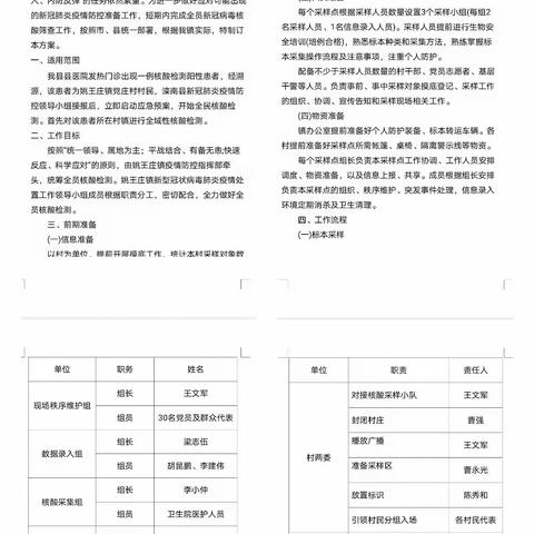 【科学统筹 严密组织】姚王庄镇核酸检测应急演练圆满成功