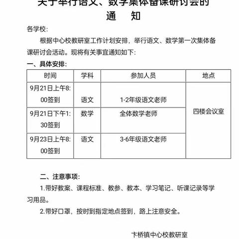 【一枝独秀不是春，百花齐放春满园】卞桥镇中心校语文集体备课活动