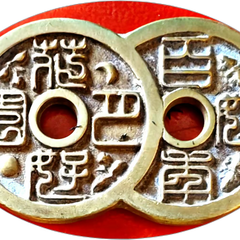 “花好月圆，福泰安康”，金铜合金，吉祥语花钱品鉴