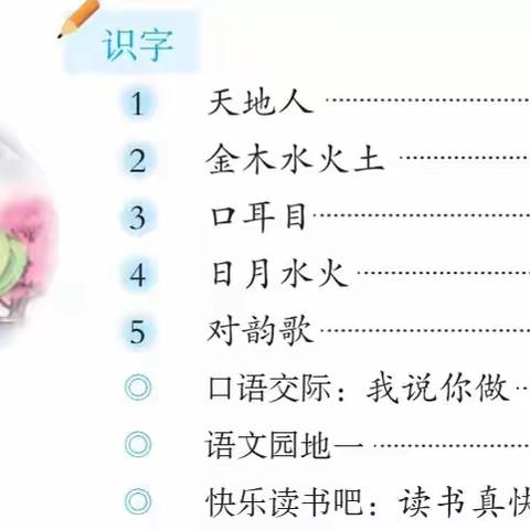 琼山九小2022年秋季“微云课堂”在线教学之一年级语文科《第一单元》复习