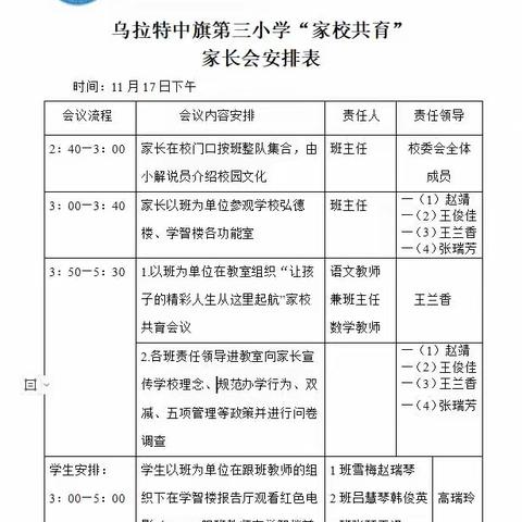 【党建引领+五育并举】乌拉特中旗第三小学“家校共育”家长会。