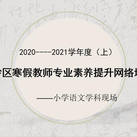 深冬天寒研正欢  倾心相授心更暖，——龙沙区寒假小学语文教师专业素养提升网络培训