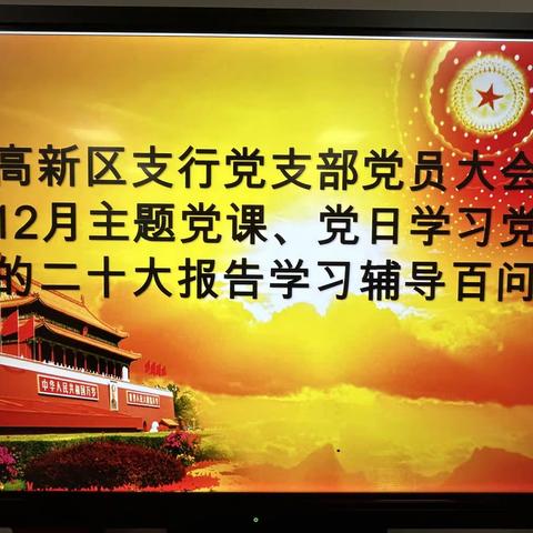 高新区支行党支部二十大精神主题党日学习、上党课