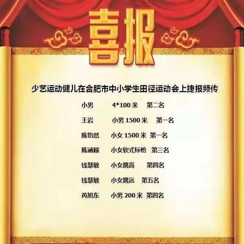 阳光体育，健康成长——2019年合肥市中小学“阳光体育运动”田径比赛上少艺运动健儿们捷报频传