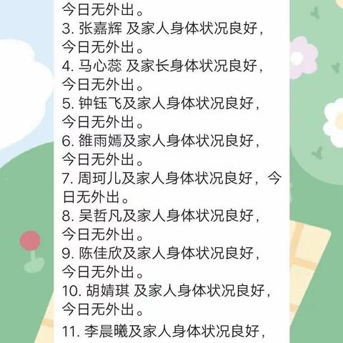 4月23日各班学生健康状况记录