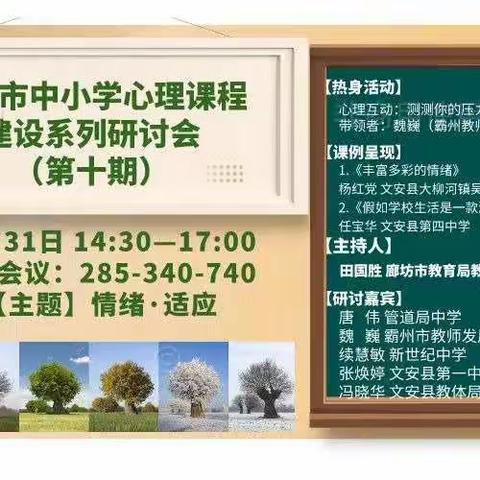 廊坊市中小学心理课程建设系列研讨会——情绪与适应（第十期）