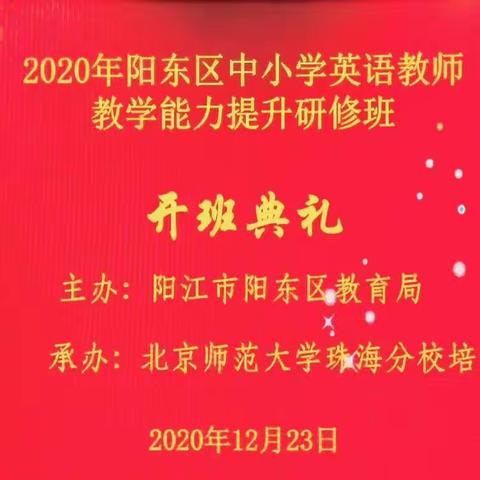 仰望星空，脚踏实地——2020年阳江市阳东区中学英语教师教学能力提升培训