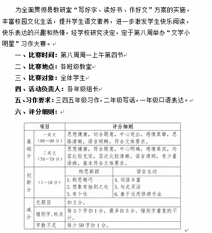 笔尖流出的故事——记广饶县稻庄镇中心小学四年级作文比赛