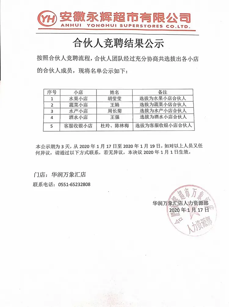 华润万象汇店合伙人竞聘会