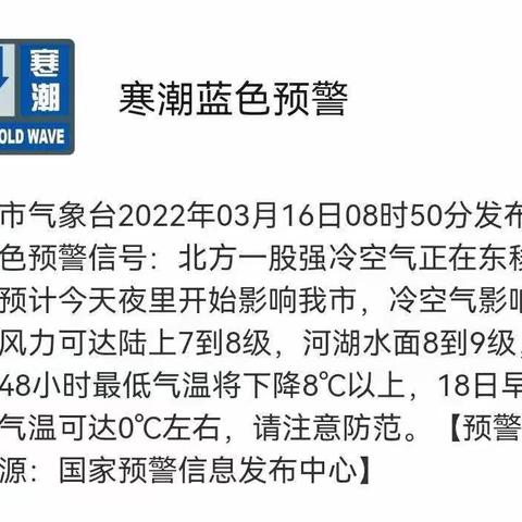 寒潮来袭，温暖守护——炮车街道中心小学温馨提示