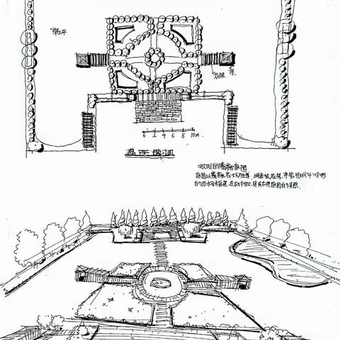 每天一画，蔷薇庭院