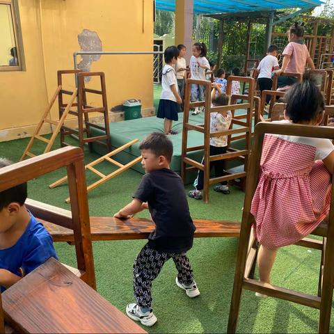 第一实验幼儿园滨湖分园大四班碳化木梯子区观察记录