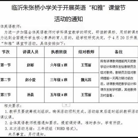 “英”你精彩 “语”你同行———临沂朱张桥小学英语“和雅”课堂节纪实