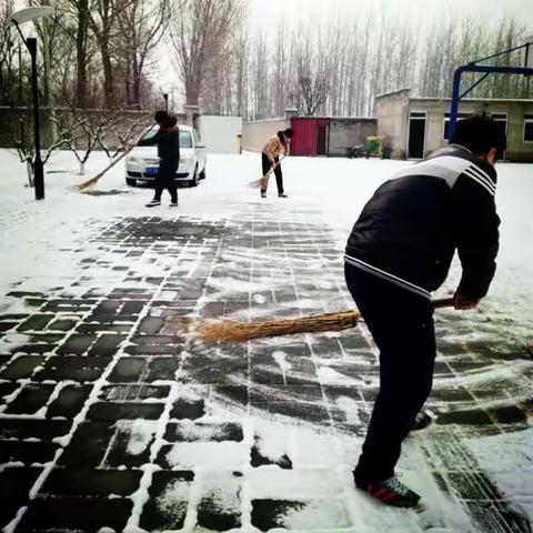 鼓足干劲，清扫闸区积雪，北运河泗上闸管理所青年职工在行动