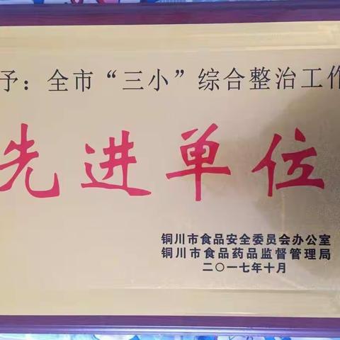 桃园街道办事处 荣获铜川市“三小”综合整治工作先进单位称号