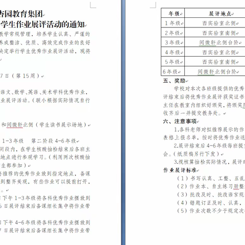 秀我精彩，展我风采——杏园教育集团汤头校区学生英语优秀作业展评