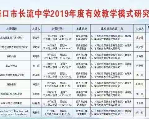 海口市长流中学2019年有效教学研究展示活动（地理组）